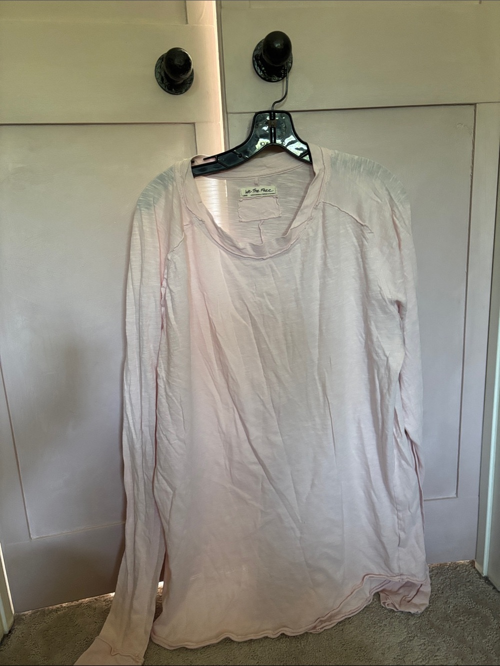 Free People Asymmetrical Light Pink Long Sleeve Tee